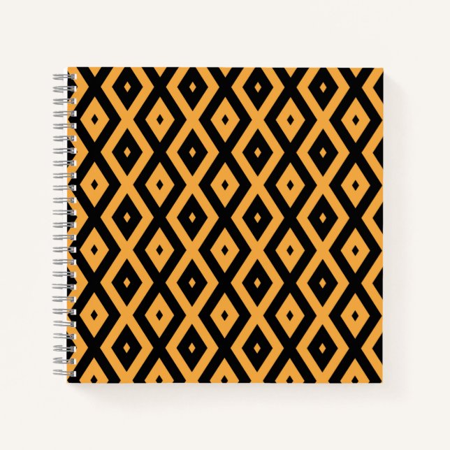Carnet Motif en diamant jaune et noir (Devant)