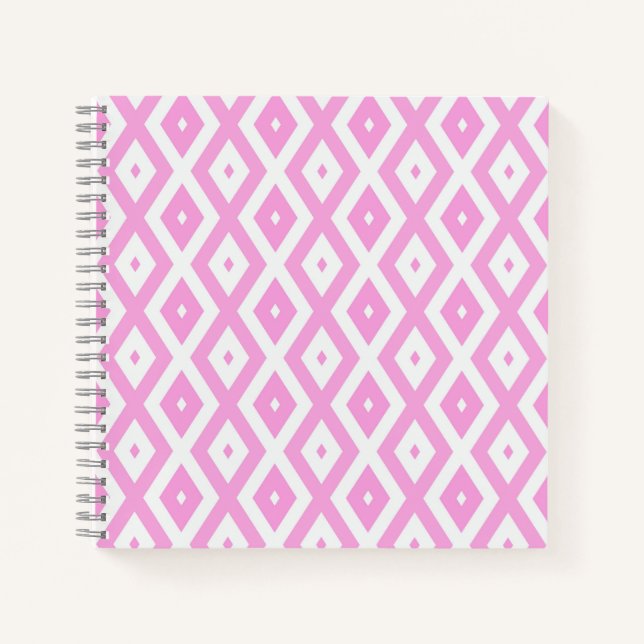 Carnet Motif en diamant rose et blanc (Devant)