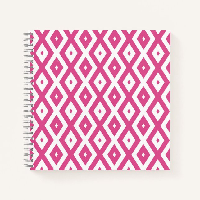 Carnet Motif en diamant rose et blanc (Devant)