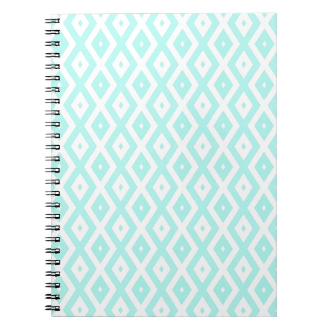 Carnet Motif en diamant Turquoise et blanc (Devant)