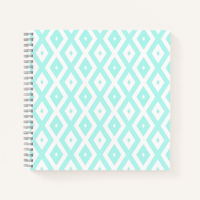Carnet Motif en diamant Turquoise et blanc (Devant)