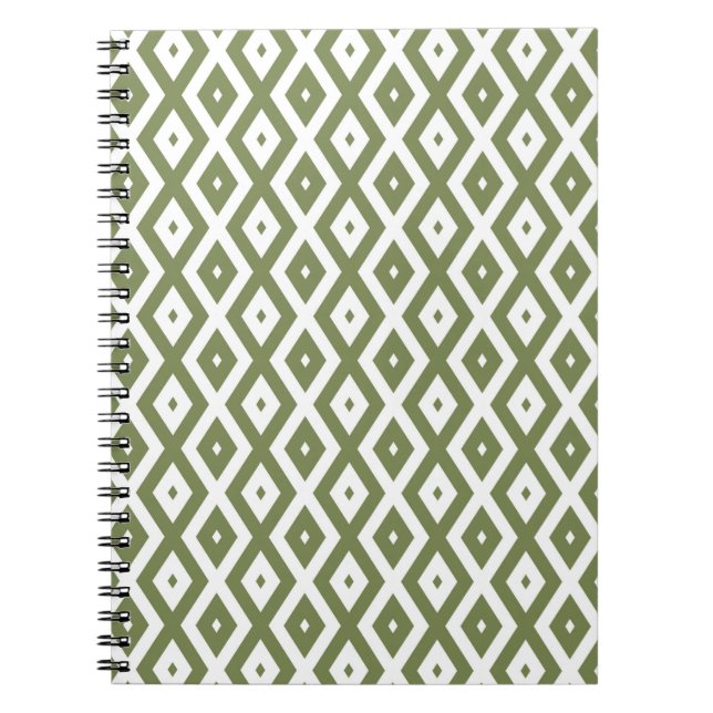 Carnet Motif en diamant vert et blanc (Devant)
