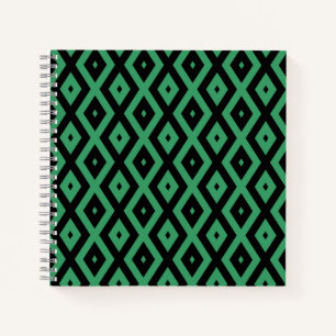 Carnet Motif en diamant vert et noir