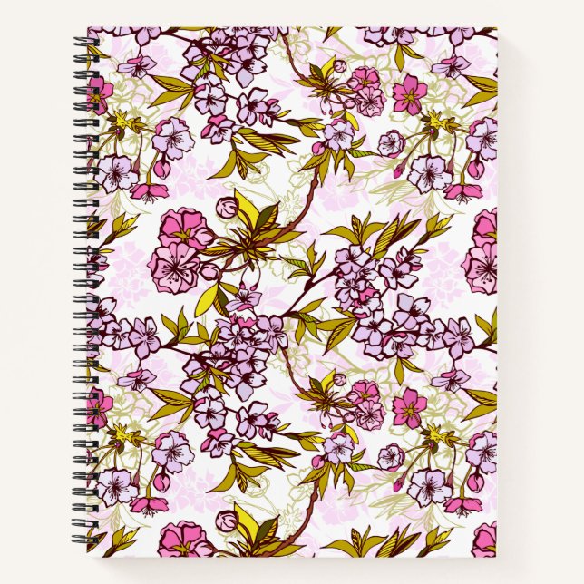 Carnet Motif en fleurs de cerisier (Devant)