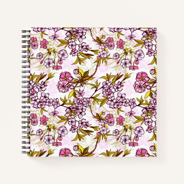 Carnet Motif en fleurs de cerisier  (Devant)