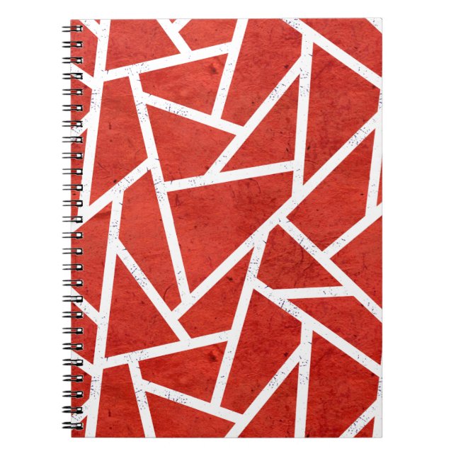 Carnet Motif en mosaïque rouge et blanche (Devant)