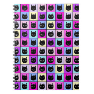 Carnet Motif en pastel de chat d'arc-en-ciel