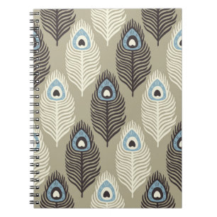 Carnet Motif en plumes de paon, style vintage.