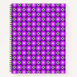 Carnet Motif en treillis noir et blanc avec points roses