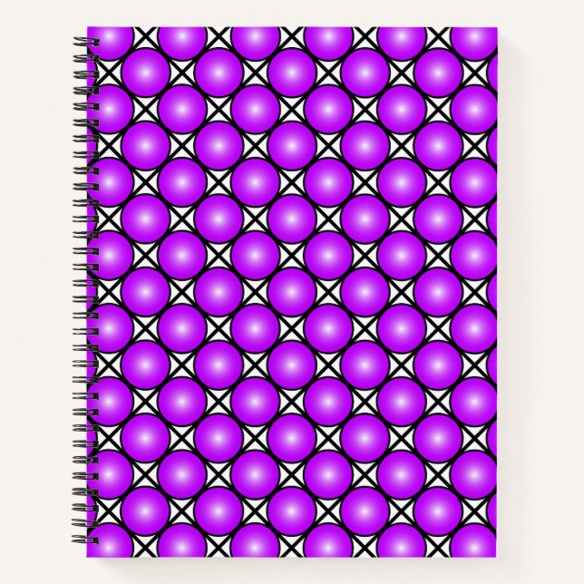 Carnet Motif en treillis noir et blanc avec points roses  (Devant)