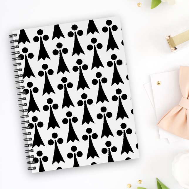 Carnet Motif Ermine, Motif Médiéval, Noir sur Blanc (Créateur téléchargé)