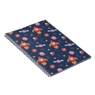 Carnet Motif Espace Enfants avec Fusées & Planètes