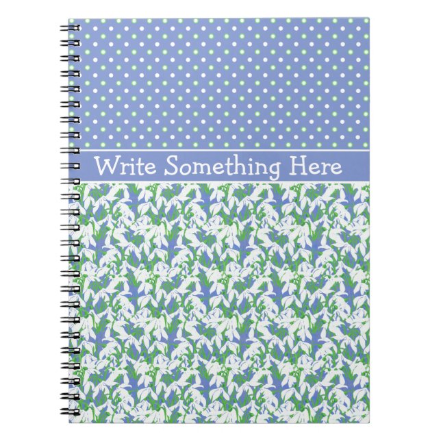 Carnet Motif et Pois White Snowdrops sur Blue (Devant)