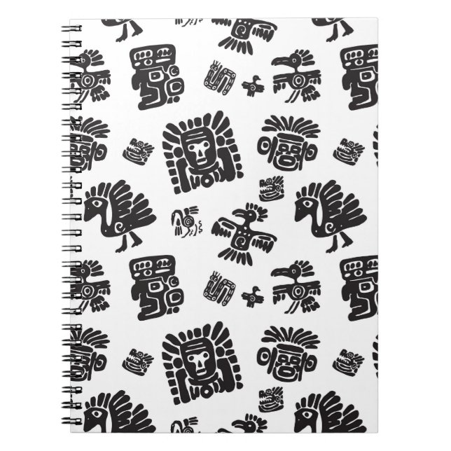 Carnet Motif ethnique noir maya (Devant)