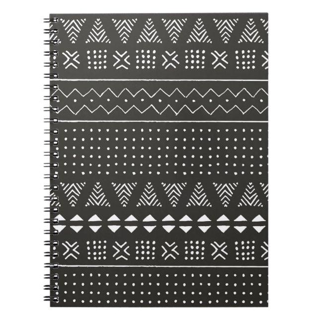 Carnet Motif ethnique tribal noir et blanc avec géométrie (Devant)