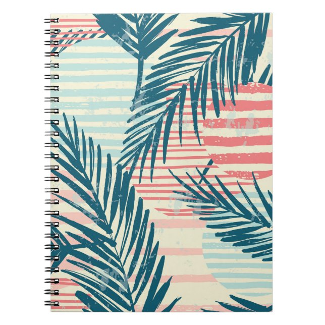Carnet Motif exotique tendance sans couture avec palme et (Devant)