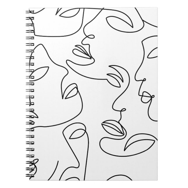 Carnet Motif face Abstrait d'une ligne (Devant)
