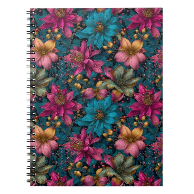 Carnet Motif Fantastique de Botanique de Noël Vibrant (Devant)