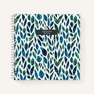 Carnet Motif Feuille Bleu Botanique