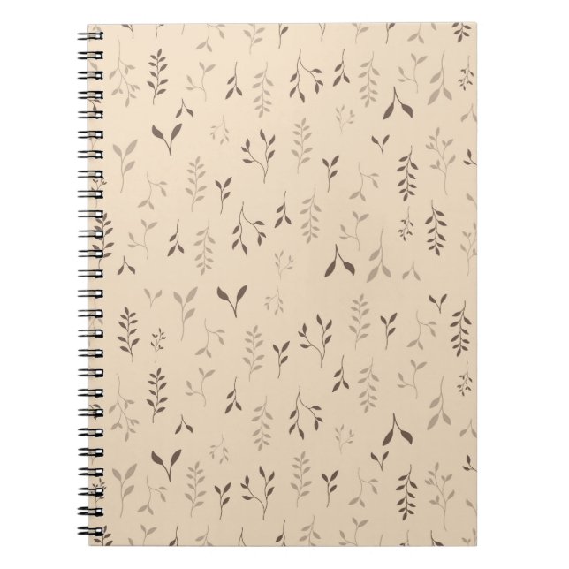 Carnet Motif feuille boho marron beige chaud (Devant)