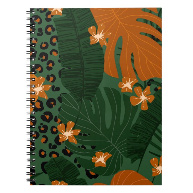 Carnet Motif Feuille exotique léopard tropique (Devant)