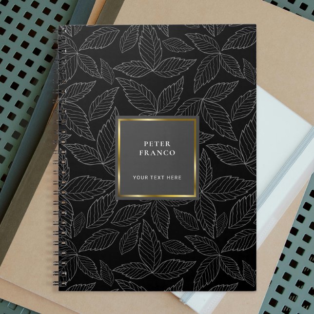 Carnet Motif Feuille hiérarchique | Monogramme de cadre d (Créateur téléchargé)