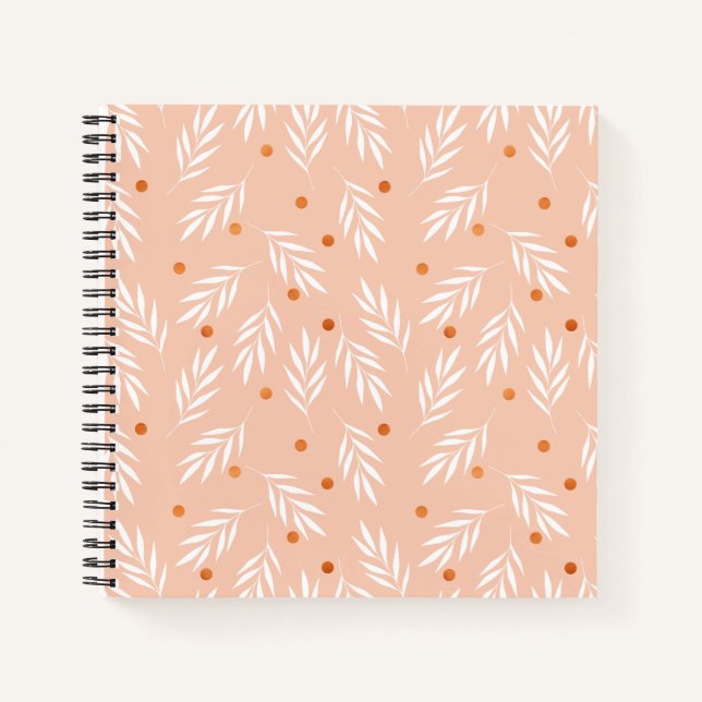 Carnet Motif Feuille moderne Apricot rose (Devant)
