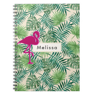 Carnet Motif Feuille tropical et Flamant rose rose person