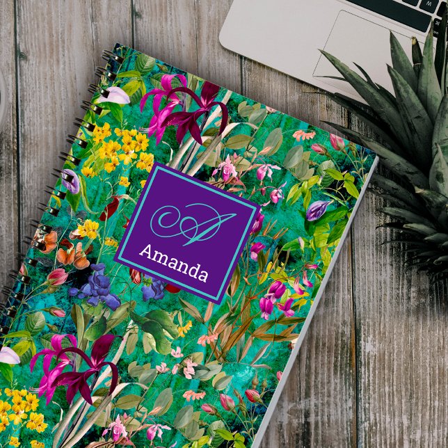 Carnet Motif feuille turquoise  de fleurs douces (Créateur téléchargé)