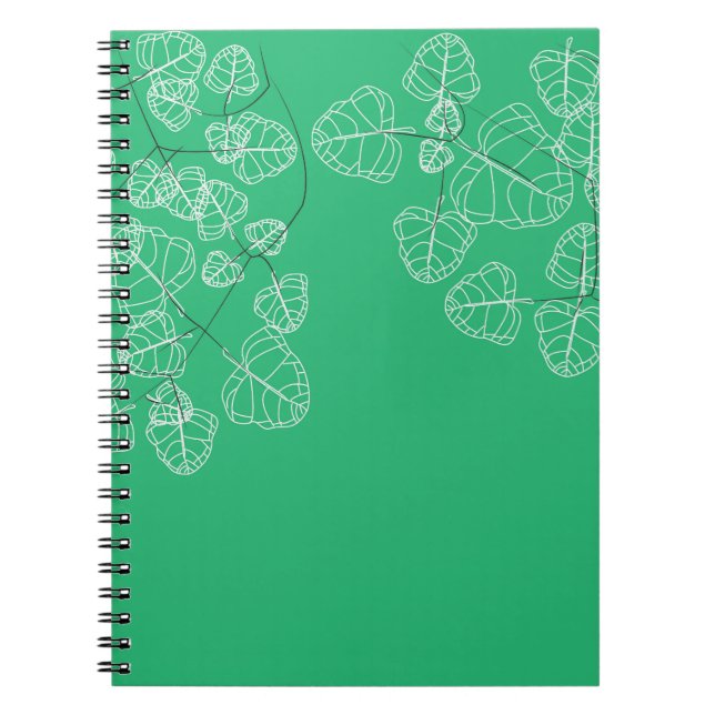 Carnet Motif Feuille vert ou cyan (Devant)