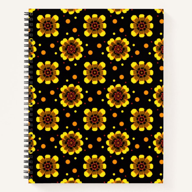 Carnet Motif Fleur de Force Groovy 70s (Devant)