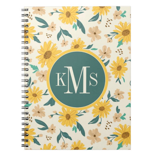 Carnet Motif Fleur de marguerite jaune (Devant)