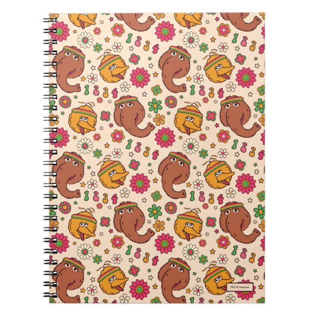 Carnet Motif fleur groovy de Snuffleupagus et Big Bird (Devant)