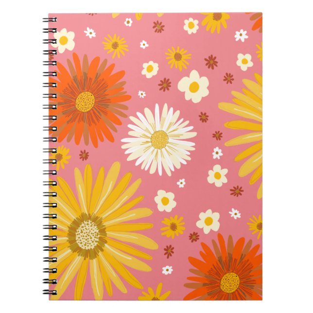 Carnet Motif Fleur Retro Daisy (Devant)
