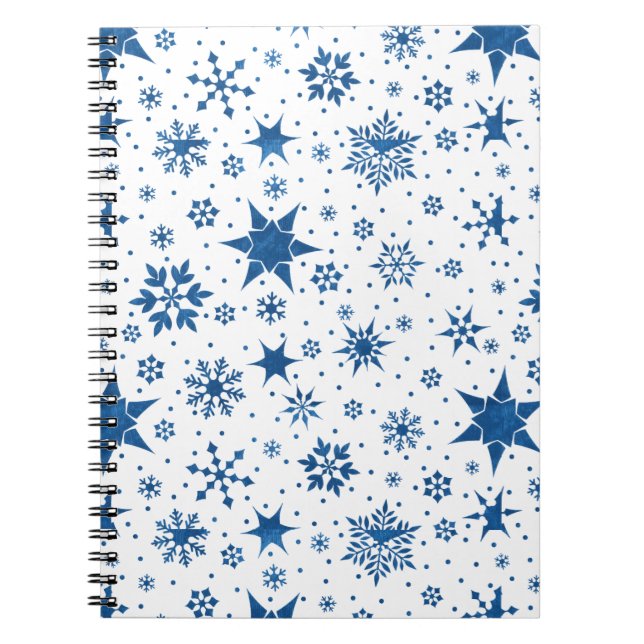 Carnet Motif Flocon de Neige Bleu (Devant)