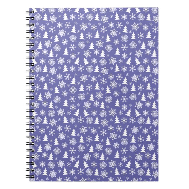 Carnet Motif Flocons de Neige et Pins (Devant)