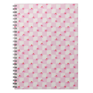 Carnet Motif floral à carreaux de marguerite rose tendre