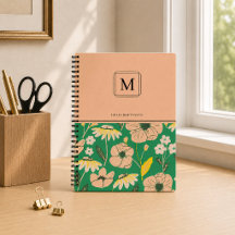 Motif floral à monogramme élégant Nom personnalisé