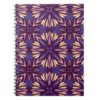 Carnet Motif floral abstrait violet Jaune indigo Bohème