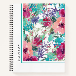 Carnet Motif floral aquarelle coloré féminin