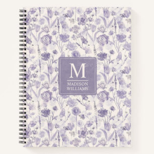 Carnet Motif floral aquarelle lavande violet fleurs