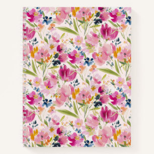 Carnet Motif floral aquarelle rose shabby chic