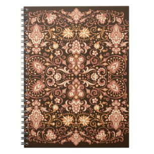 Carnet Motif Floral Arabesque. Style Art Déco 