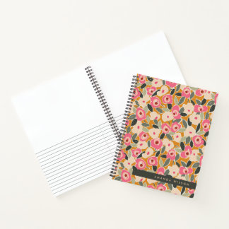 Carnet Motif floral audacieux dessiné à la main à l'encre