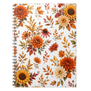 Carnet Motif floral automnal vintage avec tournesols