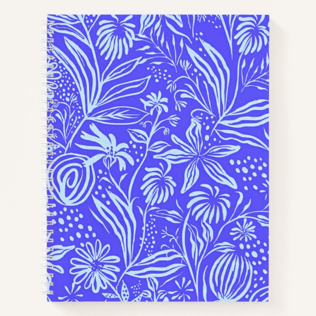 Carnet Motif floral bleu clair-lilas (Devant)