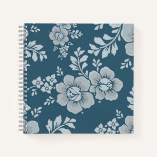 Carnet Motif floral bleu élégant vintage