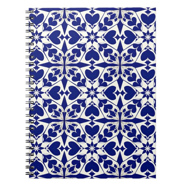 Carnet Motif floral bleu et blanc élégant (Devant)