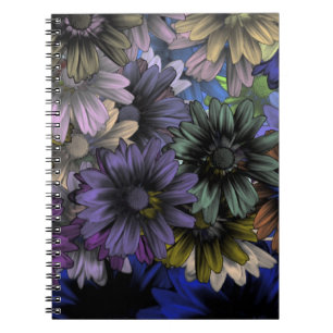 Carnet Motif floral bleu et orange