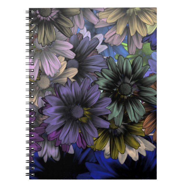 Carnet Motif floral bleu et orange (Devant)